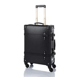COTRUNKAGE Spinner Vintage Luggage PASCO Carry On Suitcase With TSA Lock (20", Black/Black)