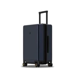 LEVEL8 Elegance Matte Carry-On Luggage, 20” Hardside Suitcase, Lightweight PC Matte Hardshell Spinner Trolley For Luggage, TSA Approved Cabin Luggage With 8 Spinner Wheels-Navy Blue, 20-Inch Carry-On