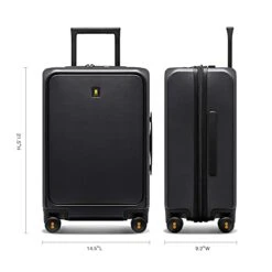 LEVEL8 Carry-On Luggage, Road Runner Pro 20” Lightweight PC Hardside Suitcase With USB Charging Port, Spinner Trolley For Luggage With Front Laptop Pocket, TSA Lock - Dark Grey, 20-Inch -Travelpro Shop 31MQBp0aGnS