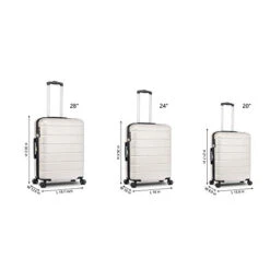 LIZHOUMIL Luggage Sets Suitcase Lightweight TSA Lock Spinner 20In24In28In White ABS -Travelpro Shop 31P9MZDsV L