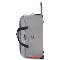 DELSEY Paris Egoa Rolling Travel Duffel Bag With 100% Recycled Materials, Light Gray, Checked-Medium 25 Inch