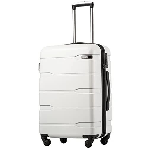 Coolife Luggage Expandable(only 28") Suitcase PC+ABS Spinner Built-In TSA Lock 20in 24in 28in Carry On (white, S(20in_carry On)) 1 Coolife Luggage Expandable(only 28") Suitcase PC+ABS Spinner Built-In TSA Lock 20in 24in 28in Carry On (white, S(20in_carry On))