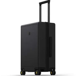 LEVEL8 Carry-On Luggage, 20” Hardshell Suitcase, Lightweight PC Textured Hardside Spinner Trolley For Luggage, TSA Approved Cabin Luggage With 8 Spinner Wheels, Black, 20-Inch Carry-On