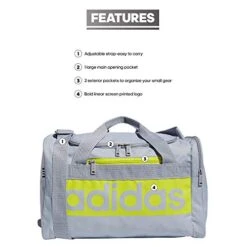 Adidas Court Lite Duffel Bag, Halo Silver/Acid Yellow, One Size -Travelpro Shop 4105q xO1bL
