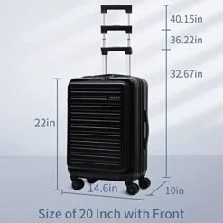 TydeCkare 20 Inch Carrry On Luggage With Front Zipper Pocket, 45L, Lightweight ABS+PC Hardshell Suitcase With TSA Lock & Spinner Silent Wheels, Convenient For Business Trips, Black 13 TydeCkare 20 Inch Carrry On Luggage With Front Zipper Pocket, 45L, Lightweight ABS+PC Hardshell Suitcase With TSA Lock & Spinner Silent Wheels, Convenient For Business Trips, Black -Travelpro Shop 4108uBXlL1L