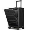LEVEL8 Carry On Luggage, Road Runner 20-Inch Hardside Suitcase, Spinner Luggage With Front Pocket, Double TSA Locks - Black