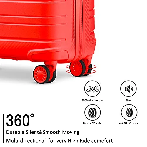 JOYWAY 3 Pcs Luggage Set Hardside Lightweight Spinner Suitcase With TSA Lock… (red) 4 JOYWAY 3 Pcs Luggage Set Hardside Lightweight Spinner Suitcase With TSA Lock… (red) - Image 4