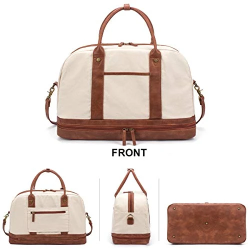 Weekender Bag For Women Canvas Overnight Bag Large Travel Bags For Women Carry On Shoulder Duffle Bag With Shoe Compartment,Perfect For Travel/Daily Use/Birthday Gift (Beige) 6 Weekender Bag For Women Canvas Overnight Bag Large Travel Bags For Women Carry On Shoulder Duffle Bag With Shoe Compartment,Perfect For Travel/Daily Use/Birthday Gift (Beige) - Image 6