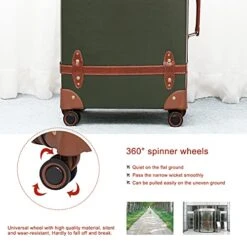 NZBZ Vintage Luggage Sets With Spinner Wheels Cute Carry On Suitcase Tsa Lock Luggage 3 Pieces (Green, 14inch & 20inch & 28inch) -Travelpro Shop 414Sb 5NpS