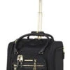 Steve Madden Designer 15 Inch Carry On Suitcase- Small Weekender Overnight Business Travel Luggage- Lightweight 2- Rolling Spinner Wheels Under Seat Bag For Women (Peek-A-Boo Black)