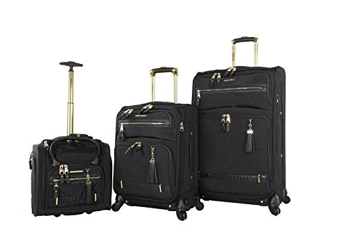 Steve Madden Designer Luggage Collection- 3 Piece Softside Expandable Lightweight Spinner Suitcases- Travel Set Includes Under Seat Bag, 20-Inch Carry On & 28-Inch Checked Suitcase (Peek-A-Boo Black) 1 Steve Madden Designer Luggage Collection- 3 Piece Softside Expandable Lightweight Spinner Suitcases- Travel Set Includes Under Seat Bag, 20-Inch Carry On & 28-Inch Checked Suitcase (Peek-A-Boo Black)