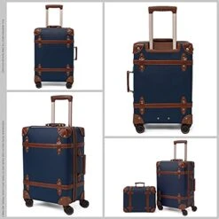 NZBZ Vintage Luggage Sets With Spinner Wheels Carry On Suitcase Tsa Lock Luggage 3 Pieces (Navy Blue, 14inch & 20inch & 28inch) -Travelpro Shop 419 2Z6KpIS