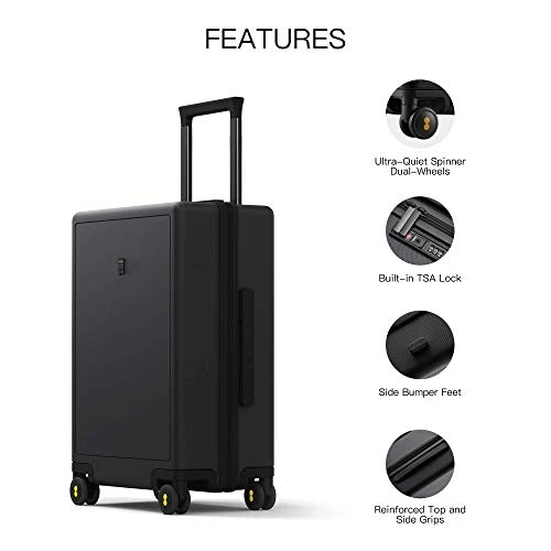 LEVEL8 Carry-On Luggage, 20” Hardshell Suitcase, Lightweight PC Textured Hardside Spinner Trolley For Luggage, TSA Approved Cabin Luggage With 8 Spinner Wheels, Black, 20-Inch Carry-On 5 LEVEL8 Carry-On Luggage, 20” Hardshell Suitcase, Lightweight PC Textured Hardside Spinner Trolley For Luggage, TSA Approved Cabin Luggage With 8 Spinner Wheels, Black, 20-Inch Carry-On - Image 5