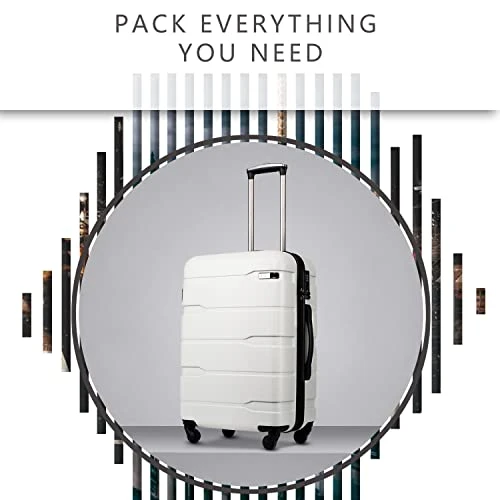 Coolife Luggage Expandable(only 28") Suitcase PC+ABS Spinner Built-In TSA Lock 20in 24in 28in Carry On (white, S(20in_carry On)) 7 Coolife Luggage Expandable(only 28") Suitcase PC+ABS Spinner Built-In TSA Lock 20in 24in 28in Carry On (white, S(20in_carry On)) - Image 7