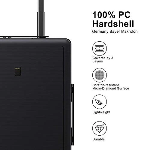 LEVEL8 Carry-On Luggage, 20” Hardshell Suitcase, Lightweight PC Textured Hardside Spinner Trolley For Luggage, TSA Approved Cabin Luggage With 8 Spinner Wheels, Black, 20-Inch Carry-On 3 LEVEL8 Carry-On Luggage, 20” Hardshell Suitcase, Lightweight PC Textured Hardside Spinner Trolley For Luggage, TSA Approved Cabin Luggage With 8 Spinner Wheels, Black, 20-Inch Carry-On - Image 3