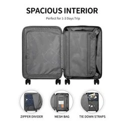 LEVEL8 Carry-On Luggage, Hardside Suitcase, 20” Lightweight ABS+PC Hardshell Spinner Trolley For Luggage With Built-In TSA Lock, 8 Spinner Wheels, Blue, 20-Inch Carry-On -Travelpro Shop 41BaGaZXSyL