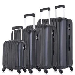 4 Piece Luggage Sets With Spinner Wheels Travel Suitcase Hard-shell Lightweight 16" 20" 24" 28" (4 PCS LM Black) -Travelpro Shop 41BgplR6lgL
