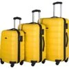 Expandable 3 Piece Luggage Sets Hardside Durable Suitcase With Spinner Wheels TSA Lock, 3 Pcs Carry On Case Travel Home Outdoor School Lightweight Trolley Case ( 20" 24" 28" Yellow)