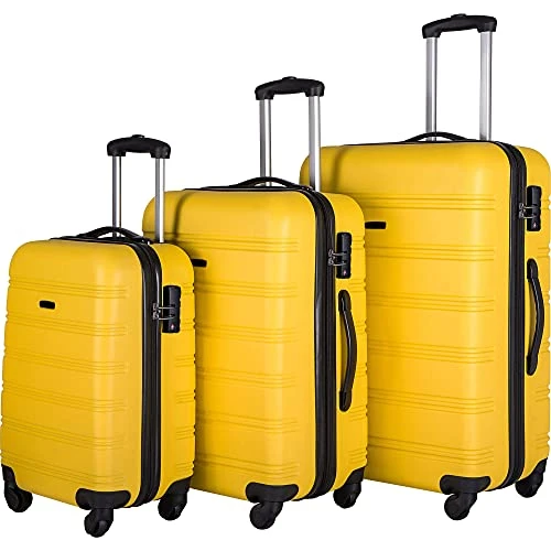 Expandable 3 Piece Luggage Sets Hardside Durable Suitcase With Spinner Wheels TSA Lock, 3 Pcs Carry On Case Travel Home Outdoor School Lightweight Trolley Case ( 20" 24" 28" Yellow) 1 Expandable 3 Piece Luggage Sets Hardside Durable Suitcase With Spinner Wheels TSA Lock, 3 Pcs Carry On Case Travel Home Outdoor School Lightweight Trolley Case ( 20" 24" 28" Yellow)