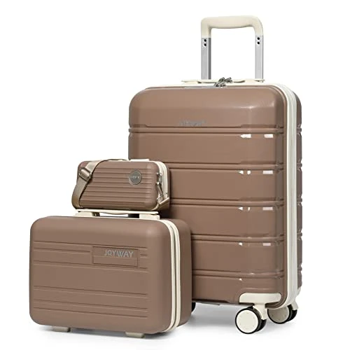 Joyway 20" Carry-On Suitcases & 14" Cosmetic Bag & 7" Small Bag, Lightweight Polypropylene Carrying Case With TSA Lock, Rigid Luggage With Swivel Wheels (Chocolate Color, 20in Carry-On) 1 Joyway 20" Carry-On Suitcases & 14" Cosmetic Bag & 7" Small Bag, Lightweight Polypropylene Carrying Case With TSA Lock, Rigid Luggage With Swivel Wheels (Chocolate Color, 20in Carry-On)