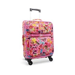 Bixbee Kids Luggage, Kids Luggage With Wheels For Girls & Boys With Telescoping Pullout Handle, Strap And Pockets- Lightweight Kids Suitcase & Carry On Bag For Airport, Travel, Overnight In Pink