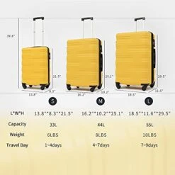 Flieks Luggage Sets TSSA 3 Piece Spinner Suitcase Lightweight 20 24 28 Inch (Yellow) -Travelpro Shop 41DrBlH04KL