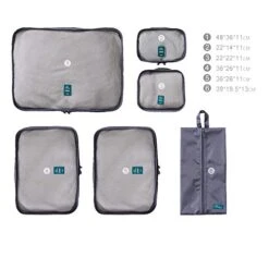 6 Set Packing Cubes Travel Luggage Organizer Waterproof Mesh Lightweight Suitcase Storage Bag Clothing Laundry Bag Shoe Bag (Grey) -Travelpro Shop 41Dxu2eZMQL