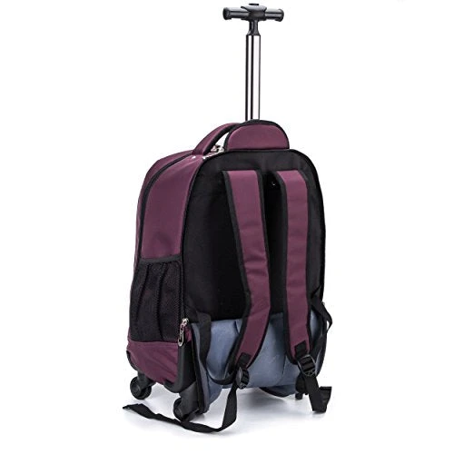 Racini Nylon Waterproof Rolling Backpack, Freewheel Travel Wheeled Backpack, Carry-on Luggage With Anti-Theft Zippers(Purple) 10 Racini Nylon Waterproof Rolling Backpack, Freewheel Travel Wheeled Backpack, Carry-on Luggage With Anti-Theft Zippers(Purple) - Image 10