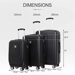 Ceilo ABS Hardside Luggage Sets With USB Interface Laptop Pocket,Lightweight Carry On Suitcase With TSA Lock&360°Spinner Wheels,Black,3-Piece Travel Luggage Set (20/24/28) 12 Ceilo ABS Hardside Luggage Sets With USB Interface Laptop Pocket,Lightweight Carry On Suitcase With TSA Lock&360°Spinner Wheels,Black,3-Piece Travel Luggage Set (20/24/28) -Travelpro Shop 41FwYPfTKLL