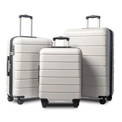 LIZHOUMIL Luggage Sets Suitcase Lightweight TSA Lock Spinner 20In24In28In White ABS -Travelpro Shop 41IhfeUYAHL