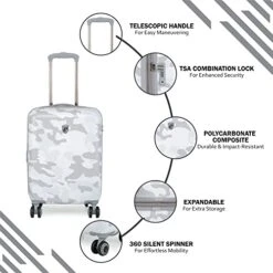 Heys Black Camo 21" Carry On Spinner Luggage (White) -Travelpro Shop 41InuwiWwHL