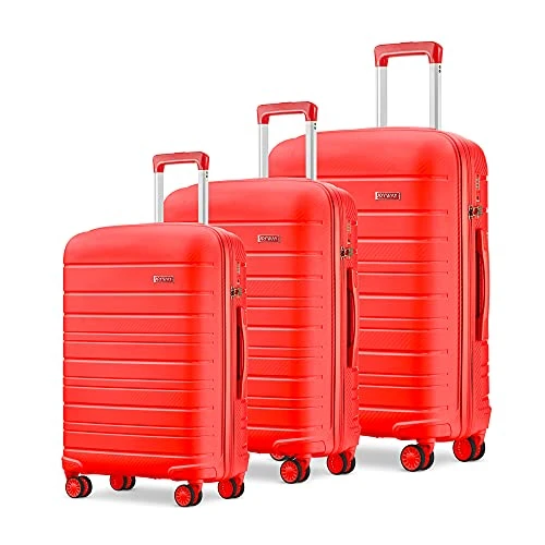 JOYWAY 3 Pcs Luggage Set Hardside Lightweight Spinner Suitcase With TSA Lock… (red) 1 JOYWAY 3 Pcs Luggage Set Hardside Lightweight Spinner Suitcase With TSA Lock… (red)