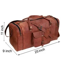 24 Inch Genuine Leather Duffel Travel Overnight Weekend Leather Bag Sports Gym Duffel Luggage Travel Bag For Men And Women Travelling Cabin Duffle Yoga Gym Bag (24 Inch Brown) -Travelpro Shop 41Js BGH2CL