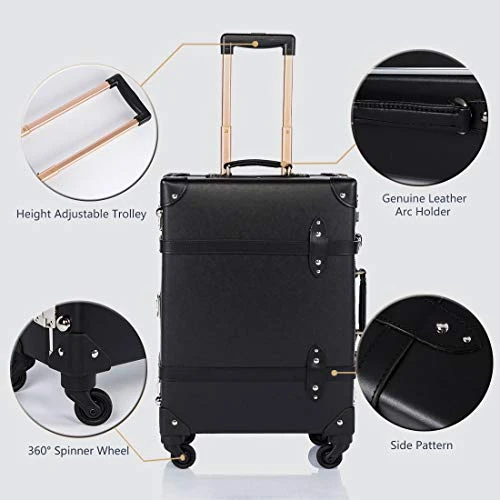 COTRUNKAGE Spinner Vintage Luggage PASCO Carry On Suitcase With TSA Lock (20", Black/Black) 3 COTRUNKAGE Spinner Vintage Luggage PASCO Carry On Suitcase With TSA Lock (20", Black/Black) - Image 3
