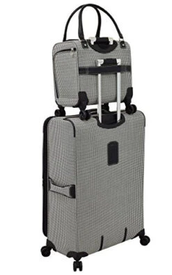 LONDON FOG Cambridge II 15-Inch 8 Wheel Under Seat Bag, Black White Houndstooth -Travelpro Shop 41KcR5JiAxL