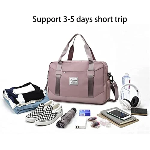 FOAN & MABLE Womens Travel Bags, Weekender Carry On For Women, Sports Gym Bag, Workout Duffel Bag, Overnight Shoulder Bag Fit 15.6 Inch Laptop Pink Large 2 FOAN & MABLE Womens Travel Bags, Weekender Carry On For Women, Sports Gym Bag, Workout Duffel Bag, Overnight Shoulder Bag Fit 15.6 Inch Laptop Pink Large - Image 2