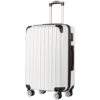 Coolife Luggage Expandable(only 28") Suitcase PC+ABS Spinner 20in 24in 28in Carry On (white Grid New, L(28in))