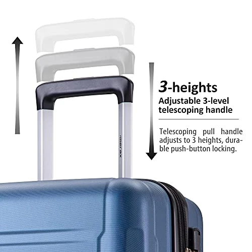 Expandable ABS Durable Suitcase 3 Piece Luggage Sets Lightweight With Double Wheels TSA Lock Spinner, Unisex Adults Teens Home Outddor Carry On Luggage (Blue 20/24/28 Inch) 3 Expandable ABS Durable Suitcase 3 Piece Luggage Sets Lightweight With Double Wheels TSA Lock Spinner, Unisex Adults Teens Home Outddor Carry On Luggage (Blue 20/24/28 Inch) - Image 3