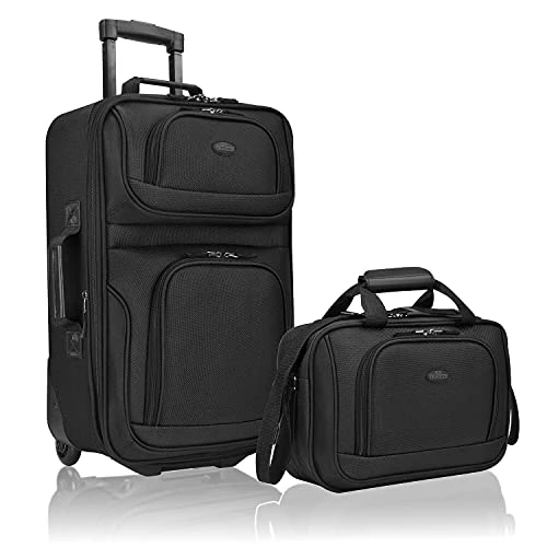 U.S. Traveler Rio Rugged Fabric Expandable Carry-On Luggage Set, Black, 2-Piece 1 U.S. Traveler Rio Rugged Fabric Expandable Carry-On Luggage Set, Black, 2-Piece