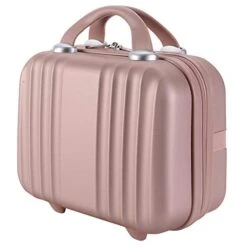Exttlliy Mini Hard Shell Hard Travel Luggage Cosmetic Case, Small Portable Carrying Case Suitcase For Makeup (Rose Gold)