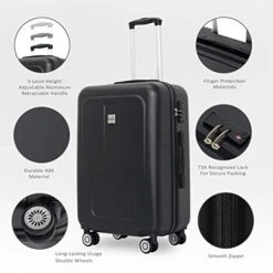 Ceilo ABS Hardside Luggage Sets With USB Interface Laptop Pocket,Lightweight Carry On Suitcase With TSA Lock&360°Spinner Wheels,Black,3-Piece Travel Luggage Set (20/24/28) 17 Ceilo ABS Hardside Luggage Sets With USB Interface Laptop Pocket,Lightweight Carry On Suitcase With TSA Lock&360°Spinner Wheels,Black,3-Piece Travel Luggage Set (20/24/28) -Travelpro Shop 41RrF5rgYNL