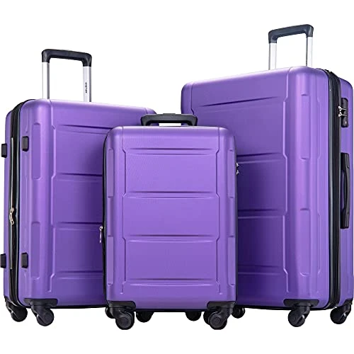 Expandable ABS Durable Suitcase 3 Piece Luggage Sets Lightweight With Double Wheels TSA Lock Spinner, Unisex Adults Teens Home Outddor Carry On Luggage (Purple 20/24/28 Inch) 2 Expandable ABS Durable Suitcase 3 Piece Luggage Sets Lightweight With Double Wheels TSA Lock Spinner, Unisex Adults Teens Home Outddor Carry On Luggage (Purple 20/24/28 Inch) - Image 2