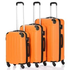 SSLine 3 Piece Luggage Sets Hardshell Spinner Luggages Swivel Wheels Suitcase Portable Rolling Trolley Case - 20" 24" 28" Spinner Suitcases Orange -Travelpro Shop 41TokjqX4KL