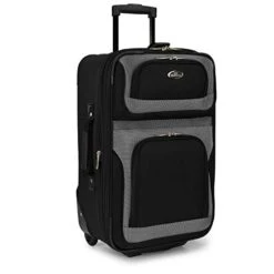 U.S. Traveler New Yorker Lightweight Softside Expandable Travel Rolling Luggage Set, Black/Grey, 4-Piece (15/21/25/29) -Travelpro Shop 41VvVJKT95L