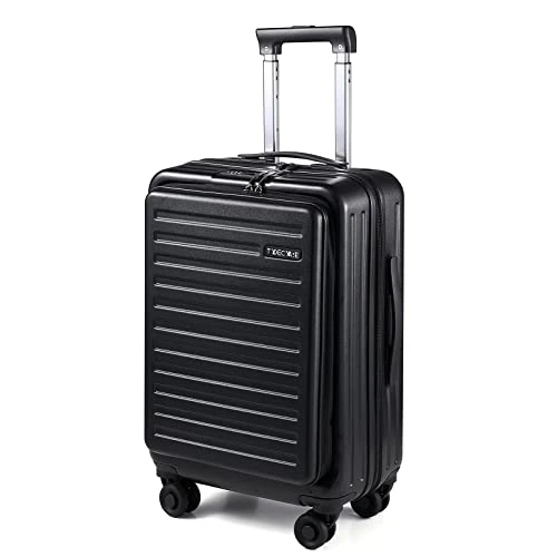 TydeCkare 20 Inch Carrry On Luggage With Front Zipper Pocket, 45L, Lightweight ABS+PC Hardshell Suitcase With TSA Lock & Spinner Silent Wheels, Convenient For Business Trips, Black 2 TydeCkare 20 Inch Carrry On Luggage With Front Zipper Pocket, 45L, Lightweight ABS+PC Hardshell Suitcase With TSA Lock & Spinner Silent Wheels, Convenient For Business Trips, Black - Image 2