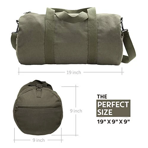 Semper Fi Skull Corp Sport Heavyweight Canvas Duffel Bag (Medium (19" X 9" X 9"), Olive & Black) 3 Semper Fi Skull Corp Sport Heavyweight Canvas Duffel Bag (Medium (19" X 9" X 9"), Olive & Black) - Image 3