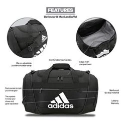 Adidas Defender III Medium Duffel Bag, Black/White -Travelpro Shop 41ZUZQUH7rL