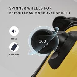 Flieks Luggage Sets TSSA 3 Piece Spinner Suitcase Lightweight 20 24 28 Inch (Yellow) -Travelpro Shop 41 liqj9fSL