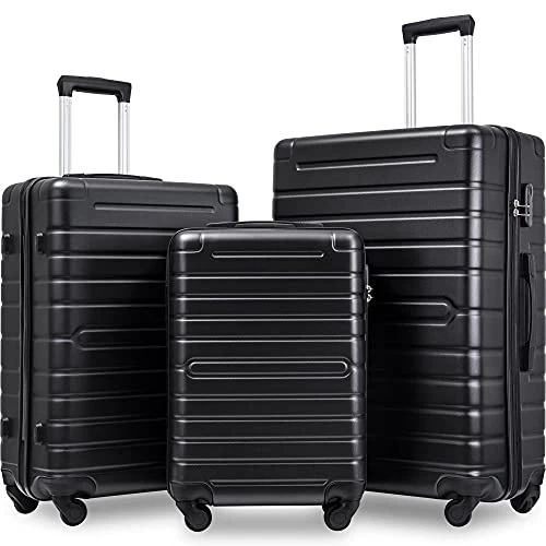 Hardshell Luggage Sets 3 PCS Spinner Suitcase With Tsa Lock Lightweight Black 1 Hardshell Luggage Sets 3 PCS Spinner Suitcase With Tsa Lock Lightweight Black