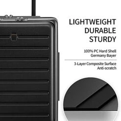 LEVEL8 Carry On Luggage, Road Runner 20-Inch Hardside Suitcase, Spinner Luggage With Front Pocket, Double TSA Locks - Black -Travelpro Shop 41dXf0x9BfS